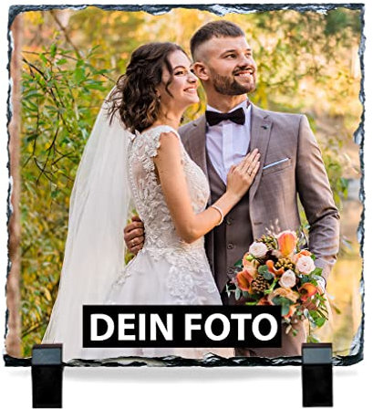Eurofoto Schiefertafel mit Foto (20x20) - Schieferplatte personalisiert - Tafel aus Schiefer mit eigenem Bild