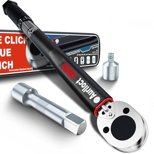 Aurlloct Jeu de Clé de Dynamométriques 3/8'', 10-140 Nm Clé de Torsion, Avec Rallonge de 7.5 cm Précision D'erreur ± 3% pour Changement de Voiture et Pneus Moto et Réparation à Domicile