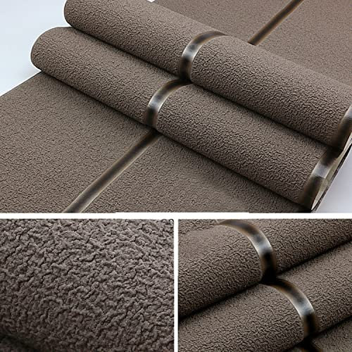 Juodkeo Faux Hirschfell Vliestapete für Wohnzimmer, 3D Moderne Beflockungstapete für Schlafzimmer, TV Hintergrund, Nicht Selbstklebend, 0.53x9.5m, Braun