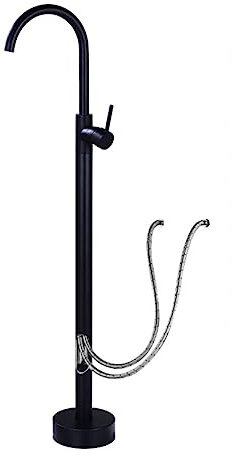 ZYCDP Robinet Salle Bain Baignoire Ilot,Robinet Baignoire Ilot Chaud Et Froid À Rotation De 360°,Robinet de Baignoire Sur Pied Laiton,Robinet Mitigeur Monotrou pour Baignoire,Noir