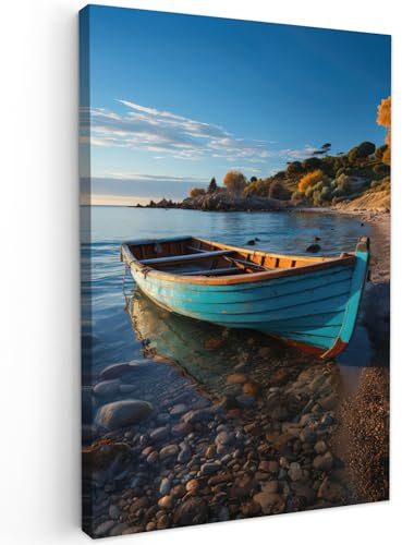 MuchoWow© Impression sur Toile Peinture 40x60 cm Tableau Mural Decoration Salon Reproductions de Tableaux Murale Moderne Bateau - Lac - Nature - Maritime - Eau