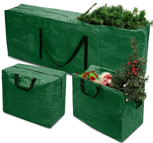 RICHIE 9 FT Christmas Tree Storage Bag - Heavy Duty Large Artificial Christmas Tree Bag, Xmas Tree Decorations Bag Waterproof Durable with Reinforced Handles & Zipper, 155x38x53cm,Green DHCSB-155-46GR