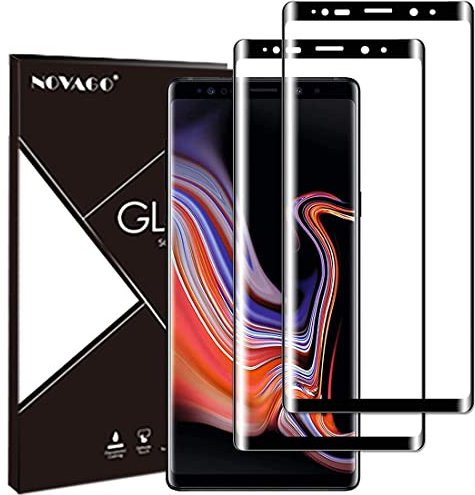NOVAGO Compatible avec Samsung Galaxy Note 9 Pack de 2 Films écran en Verre trempé incurvé Compatible avec Toutes Les Coques et Housses(x2, Noir)