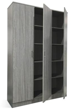 Armoire REY – 3 portes – 120×180 cm – Chêne gris – Style scandinave