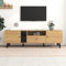 KOMHTOM Meuble TV en bois et noir, buffet avec cinq compartiments de rangement et un tiroir, armoire polyvalente pour salon, couloir et chambre à coucher (C)