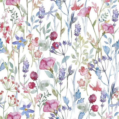 Abyssaly Papel Pintado Autoadhesivo Flor Blanco, Vinilo Adhesivo Muebles 44cm X 300cm, Papel Adhesivo Impermeable Pegatina Decorativos Encimera de Cocina