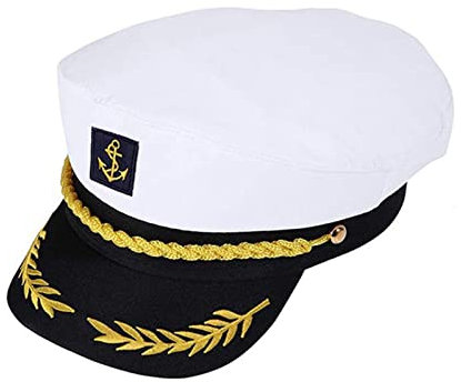 Captain Hat - Captain Sailor Hat | Yacht Captain Sailor Hat | Yacht Boat Captain Hat, Adjustable Adult Sailor Hat Adult Marine Hat, Captain Marine Admiral Hat White Captain Hat for Men Women