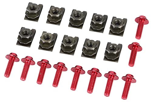 TOPINCN 5 * 16MM Motorrad Verkleidung Körper Bolzen Kit Schraube Spire Speed Fastener Clip Mutter (Rot)