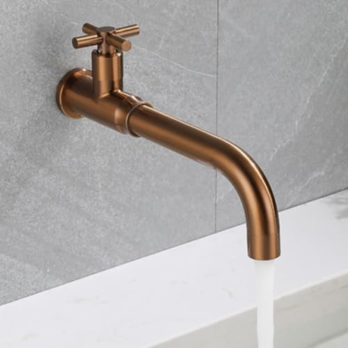 Grifos de lavabo montados en la pared, grifo de agua fría para piscina, grifos de fregadero de baño, grifo de jardín de acero inoxidable 304 G1/2 pulgadas (oro rosa)