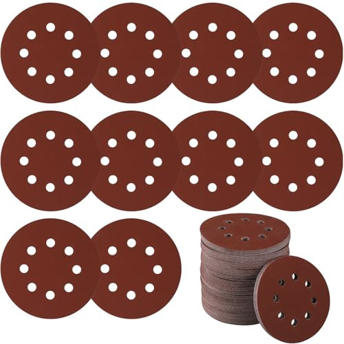 Sruhrak 100 Pcs Sanding Discs, 125mm Sanding Pads Set Hook and Loop 1000 Grits Sandpaper for Random Orbital Sander