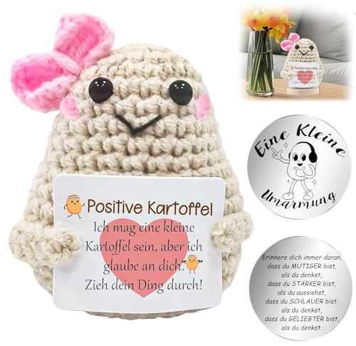 WUSANNA Positive Potato, Positive Kartoffel Deutsch, Positive Kartoffel, Positive Potato Deutsch, Lustige Positive Kartoffel Puppe Geschenk für Freunde Abschluss mit kleine Glücksbringer