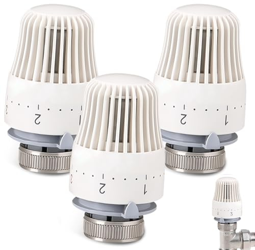 WEGREAT Thermostatkopf Kühlerthermostat: 3 Stück M30 x 1,5 Heizungsthermostat, Heizkörperventil, Heizsystem Thermostat Heizkörperventil für Büro Zuhause Heizkörperthermostat mit Nulleinstellung