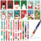 Nezyo 12 Sets Mini Weihnachten Notizbücher und Kugelschreiber Taschen Notizblöcke Schwarz Tinte Stifte, Weihnachtsmann Schneemann Schneeflocken Muster, Klein Geschenke für Weihnachtsfeier, 12 Stile