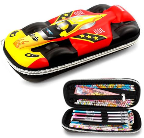 Gxhong Rennwagen Federmäppchen, 3D Cars Kinder Stiftebox, Rot Rennauto Tasche, Hohe Kapazität, Ideal für Jungen und Mädchen, Schulbeginn oder Geburtstagsgeschenk