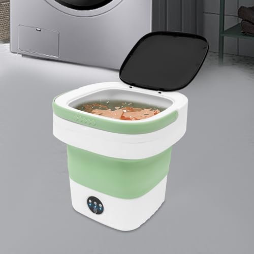MEELRYD Mini lavadora plegable, 12 l, 1,8 kg, portátil, pequeña para ropa de bebé, ropa interior, camping, caravanas, regalos, viajes (verde)