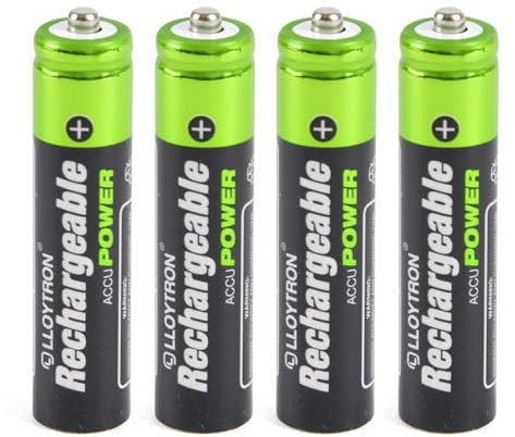 A2Z NiMH Rechargeable Accu Power Battery 550mAh Rechargeable Batteries Lasts Long AAA Size Battries Pack of 4 Low Self Discharge Battery for Torches Remote Controls Radios Toys and Torches
