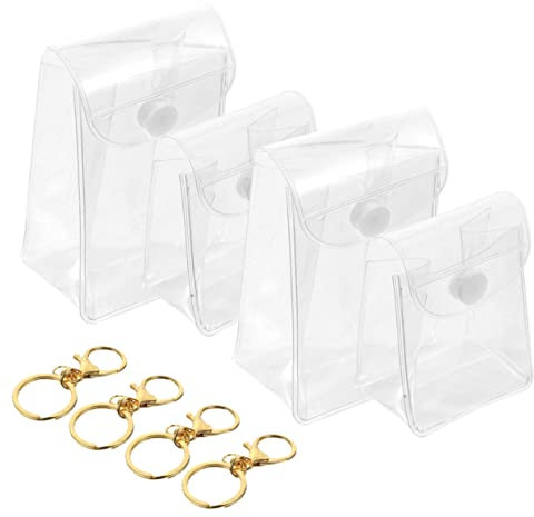 TOGEVAL 4 Stück Pvc Mini-schlüsselanhänger-tasche Für Action-figuren Modelle Schmuck Sammlerstücke Glaswaren Spielzeug-displayhalter