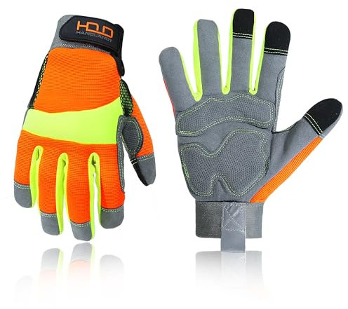 HLDD HANDLANDY Arbeitshandschuhe für Männer und Frauen, Sicherheitshandschuhe für die Arbeit, Mechanikerhandschuhe mit Touchscreen