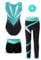 Miutii 4tlg.Mädchen Turnanzug Glitzer Gymnastikanzug mit Shorts Hose und Haargummi Ärmellos Ballettanzug Gymnastik Leotard Eislaufen Tanzkostüm A Blau Grün 158-164