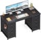 Coleshome Computer Desk with Drawers, 120x48cm Modern Office Desk with Storage, Small Study Table for Home Office, Black