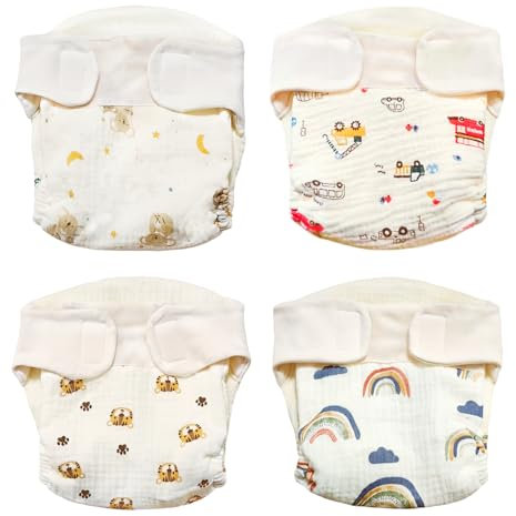 HahaGo Töpfchen Trainingshose, 4 Stück Baby Stoffwindel, Windelhosen Kinder, Potty Training Pants, Waschbar Stoffwindel, Wiederverwendbare Stoffwindeln für die meisten Babys und Kleinkinder(5-9kg)