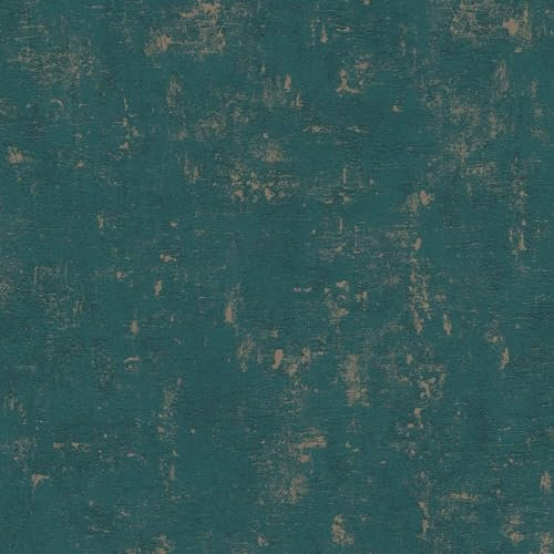 Profhome Struktur Tapete 395122-GU Vliestapete türkis gold 0,53 m x 10,05 m / 5,33 m2