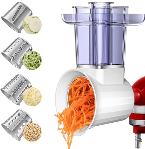 AMZCHEF Gemüseschneider - Zubehör zum Schneiden und Zerkleinern von Gemüse für KitchenAid Artisan Enthält 4 Klingen für Gemüse und Käse (MASCHINE NICHT INBEGRIFFEN, NUR ZUBEHÖR)