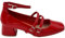 Scarpa Ballerina Donna Punta Quadrata con Tacco Basso 5 cm Cinturini Regolabili alla Caviglia Vernice Rosso Lucido (39 EU)