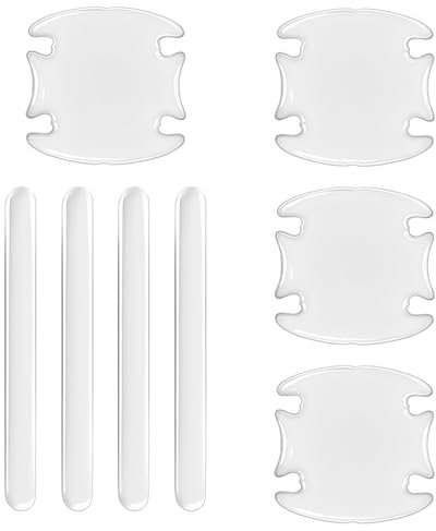 Piriuuo 8 Pcs Car Door Handle Protector, Waterproof Car Door Handle Scratch Protector Anti-Scratch & Universal for Vehicles (Transparent)