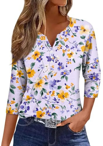 TOFOTL T-Shirt Bianche Magliette Magliette Donna Estate a Righe T-Shirt Scollo V Holgado Bicicleta Elastica Militar Maglie Maniche Corte Maglietta Donna Manica Corta Firmata 06-Viola Rosa XXL