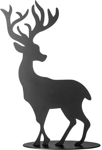 Fink Weihnachtsdeko Hirschfigur 30 cm schwarz matt - Metall Deko-Hirsch als Aufsteller für Winter- und Adventsdekoration, Moderne Figur für Tisch, Regal, Fensterbank oder Festliche Wohnideen