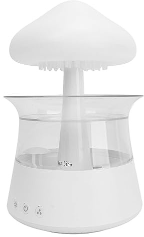 Sxhlseller Pilz-Regenwolken-Luftbefeuchter |Farbwechselnder Nachtlicht-Aromatherapie-Diffusor 300 Ml für Schreibtisch, Schlafzimmer, Automatische Abschaltung, USB (WHITE)