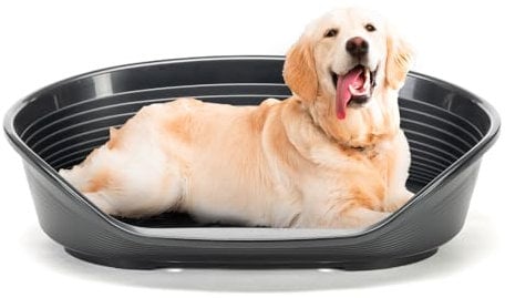 Ferplast Hundebett Kunststoff-Hundebett Extra Large Hundeliege waschbar Hundekorb atmungsaktiv rutschfest Siesta Deluxe, 100 x 65 x h 33,5 cm, Schwarz