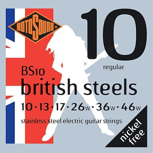Rotosound Edelstahlsaiten für E-Gitarren, Regular, Stärke 10 13 17 26 36 46