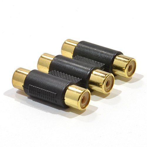 kenable Phono RCA Coupler Triple Socket to Triple Socket Gold Plated Audio Video Composite AV Adapter