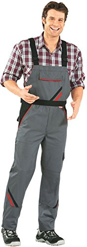 PLANAM Arbeits-Latzhose HIGHLINE MG - grau/schwarz - Größe: 40