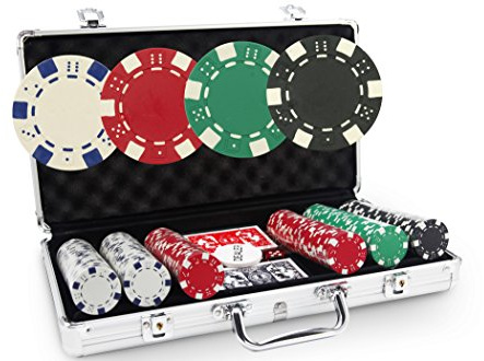 Koffer Dice Basic 300 Chips – Poker-Koffer 300 Pokerchips 11,5 g + Aluminiumkoffer + 2 laminierte Kartenspiele + Dealer-Knopf