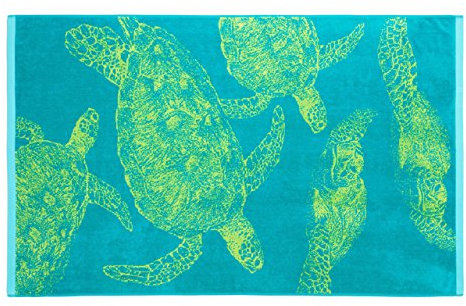 Gözze - Strandtuch, 100% Baumwolle, Schildkröten, 100 x 160 cm - Petrol