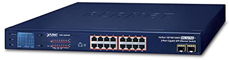 Planet 16-Port 10/100/1000T 802.3at PoE + 2-P 1000X SFP Gigabit, GSW-1820VHP (PoE + 2-P 1000X SFP Gigabit Switch with smart Color LCDÿ(300W PoE Budget, Standard/VLAN/Extend Mode, PoE)