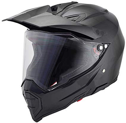 Woljay Casco da Moto Doppio Sport Casco da Fuoristrada Caschi da Motocross Sporco Bicicletta UTV ATV (Large, Nero)