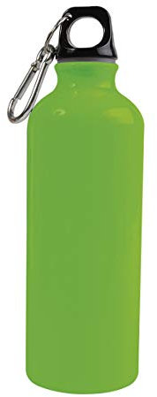 Borraccia in alluminio (500ml), con tappo in plastica e moschettone (22 cm altezza per 6,5 cm diametro) 3 colori FLUO (verde)