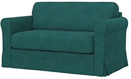 Soferia Kompatible Ersatzbezug fur HAGALUND Bettsofa, Stoff Majestic Velvet Aquamarine (FLECKENABWEISEND und WASSERABWEISEND), Türkis