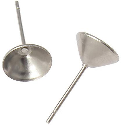 Perlin - 30stk Edelstahl Ohrstecker Fassung für 8mm Silberfarben Xilion Rivoli Strasssteine Cabochons Ohrsteckerrohlinge M558 x3