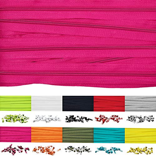 5m Endlosreißverschluss 5mm mit 10 zipper reißverschluss endlos Pink