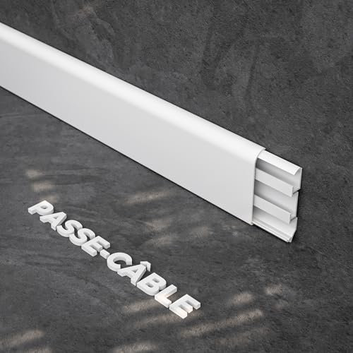 Mon Marché Déco - Plinthe PVC Creuse Passe Câble - Lot de 5 - Long.1m x Haut. 80mm x Ep.15mm (Blanc)
