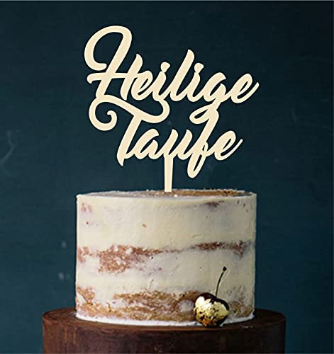 Cake Topper Acryl/Holz Zur Heilige Taufe, Topper, Caketopper, Einstecker, Stecker, Torte, Kuchen, Tortenstecker (Elfenbein) Art.Nr. 5297