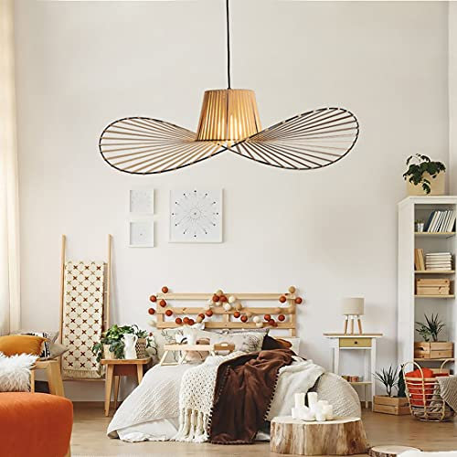 Vertigo Lampe 140cm Retro Kronleuchter Pendelleuchten, Kreative LED Lampe Fiberglas + Polyurethan Hut Stoff Modernes Design Wohnzimmer Küche Badezimmer Dekorative Beleuchtung, E27,Braun,140CM