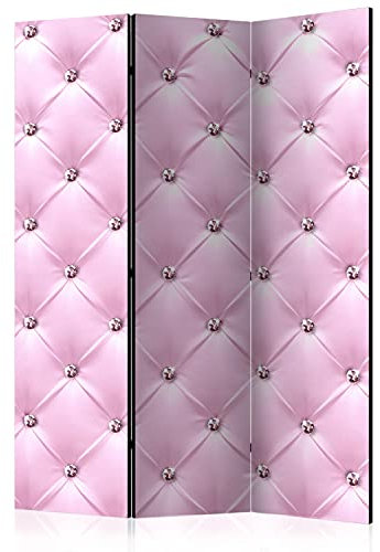 murando - Paravent Raumteiler Innen Glamour 135x172 cm 3-teilig Einseitig Raumtrenner Trennwand Holz Room Divider Mobiler Sichtschutz Spanische Wand rosa Diamant Ornament Lederoptik f-C-0097-z-b