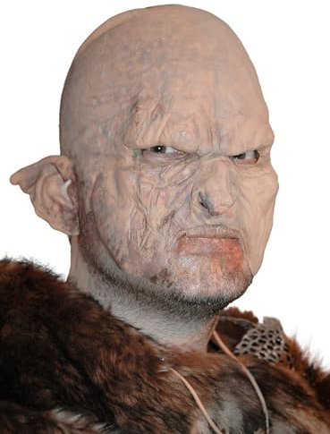 Höhlenork Maske aus Latex - Gruselmaske mit Hautkleber - ideal für Halloween, Karneval, Motto- & Grusel-Party