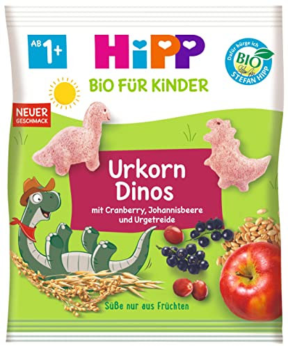HiPP Bio für Kinder Knabberprodukte Urkorn-Dinos, 9er Pack (9x30g)